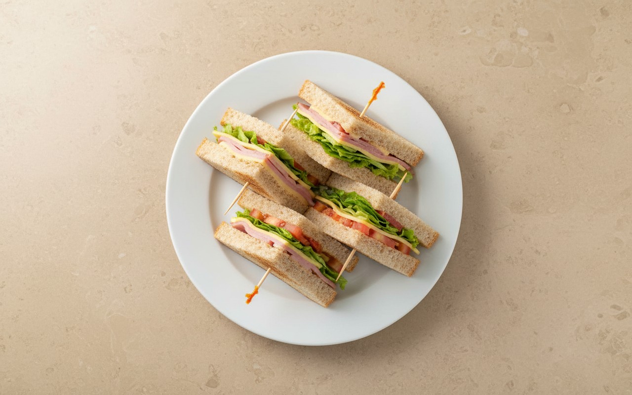 Club Sándwich de Jamón, Queso y Vegetales