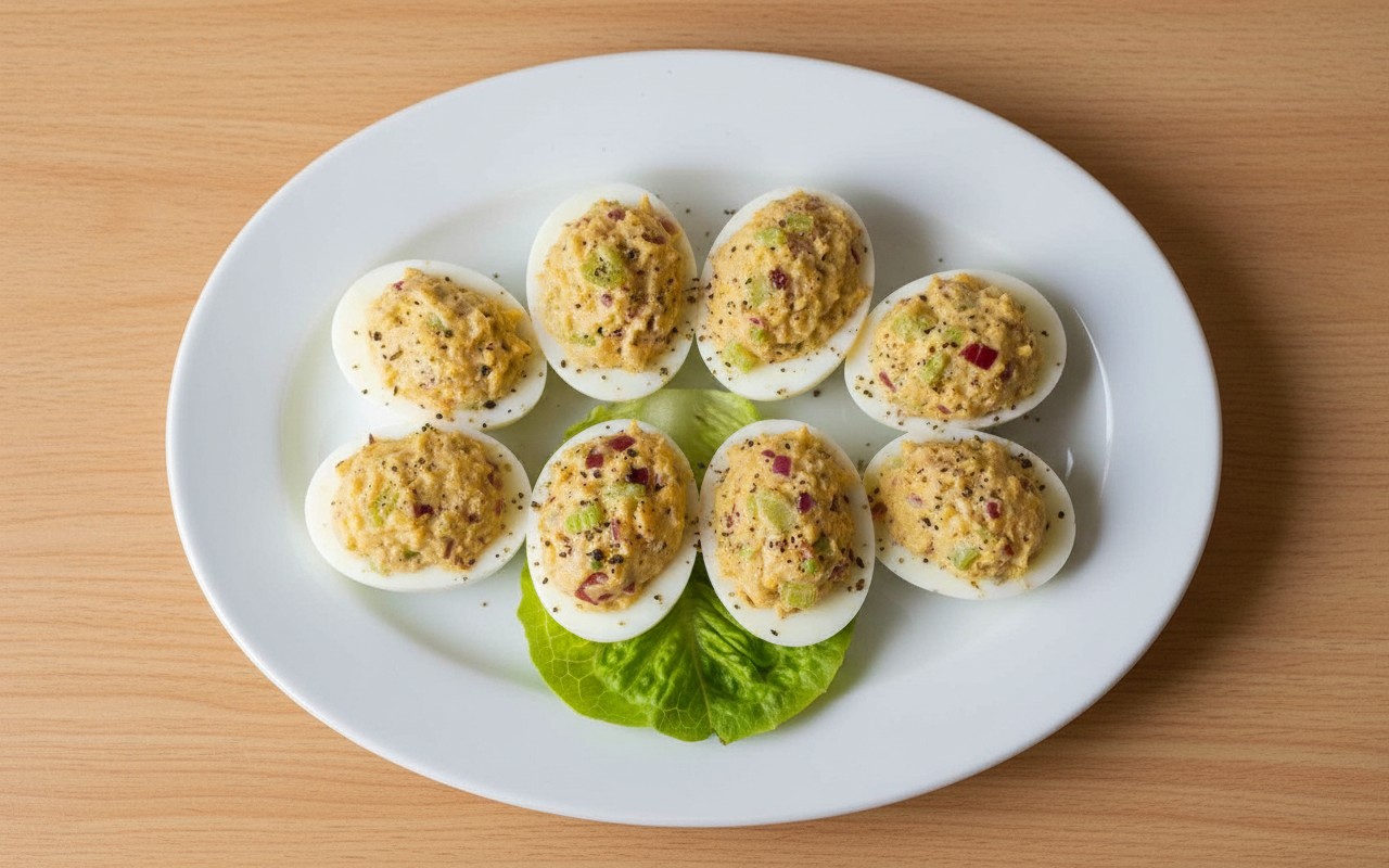 Huevos Rellenos de Atún con Apio