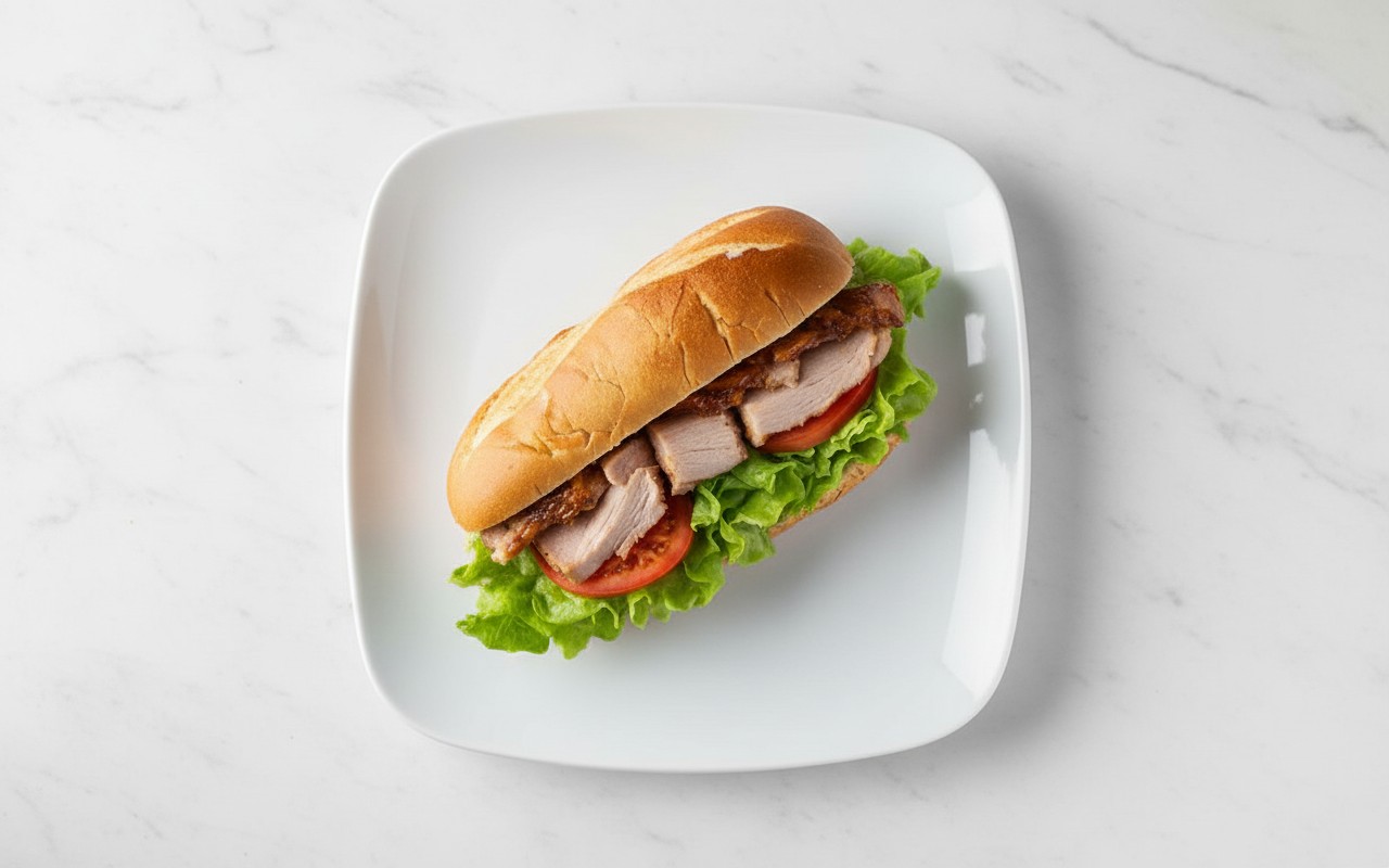 Sándwich de Cerdo con Lechuga y Tomate