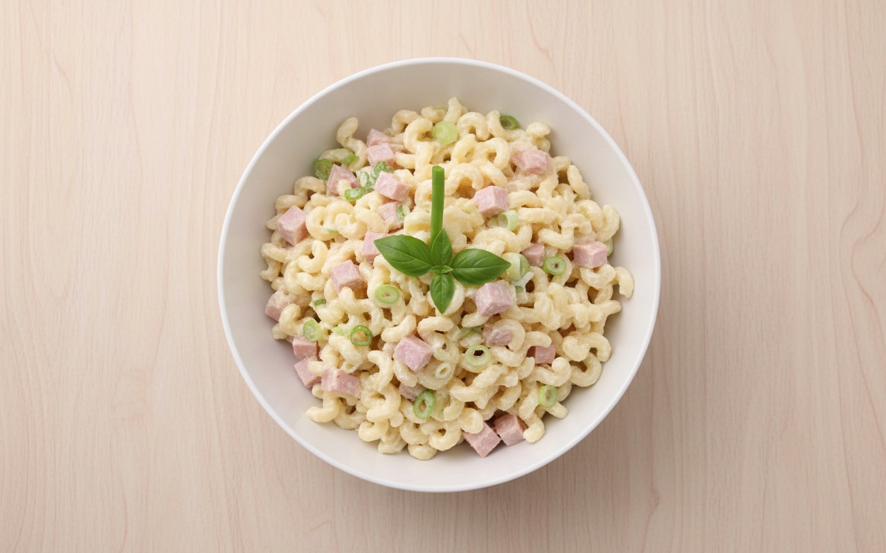 Ensalada de Fideos con Jamón y Mayonesa Cocida