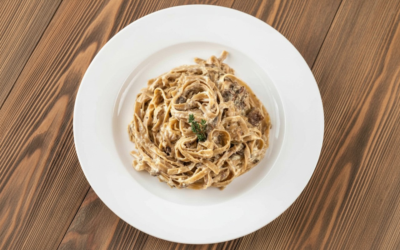 Pasta Carbonara con Champiñones
