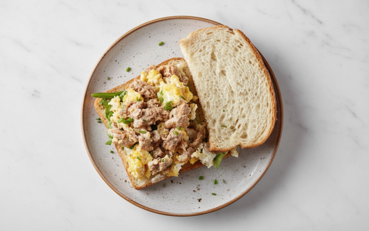 Sándwich de Atún con Huevos Revuelto