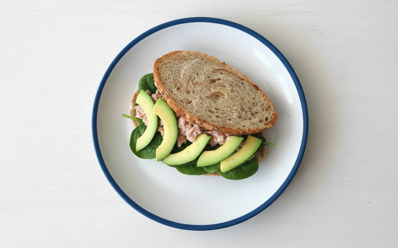 Sándwich de Atún con Palta y Espinaca