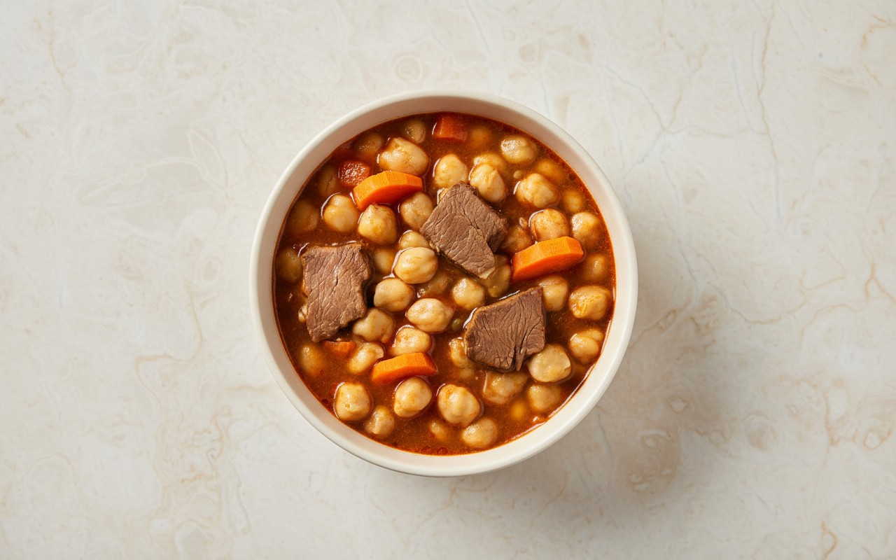Guiso de Garbanzos con Carne y Zanahoria