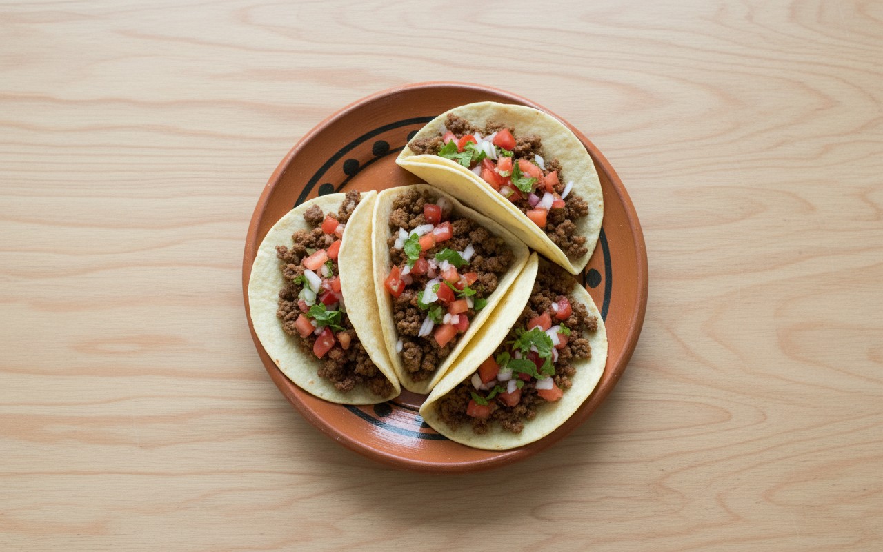 Tacos con Carne Molida y Pico de Gallo