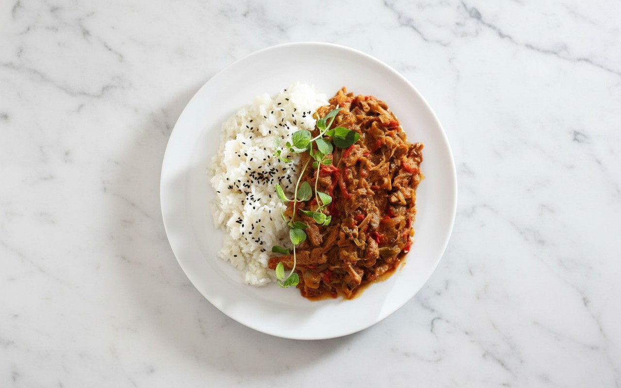 Guiso de Carne Desmenuzada con Arroz