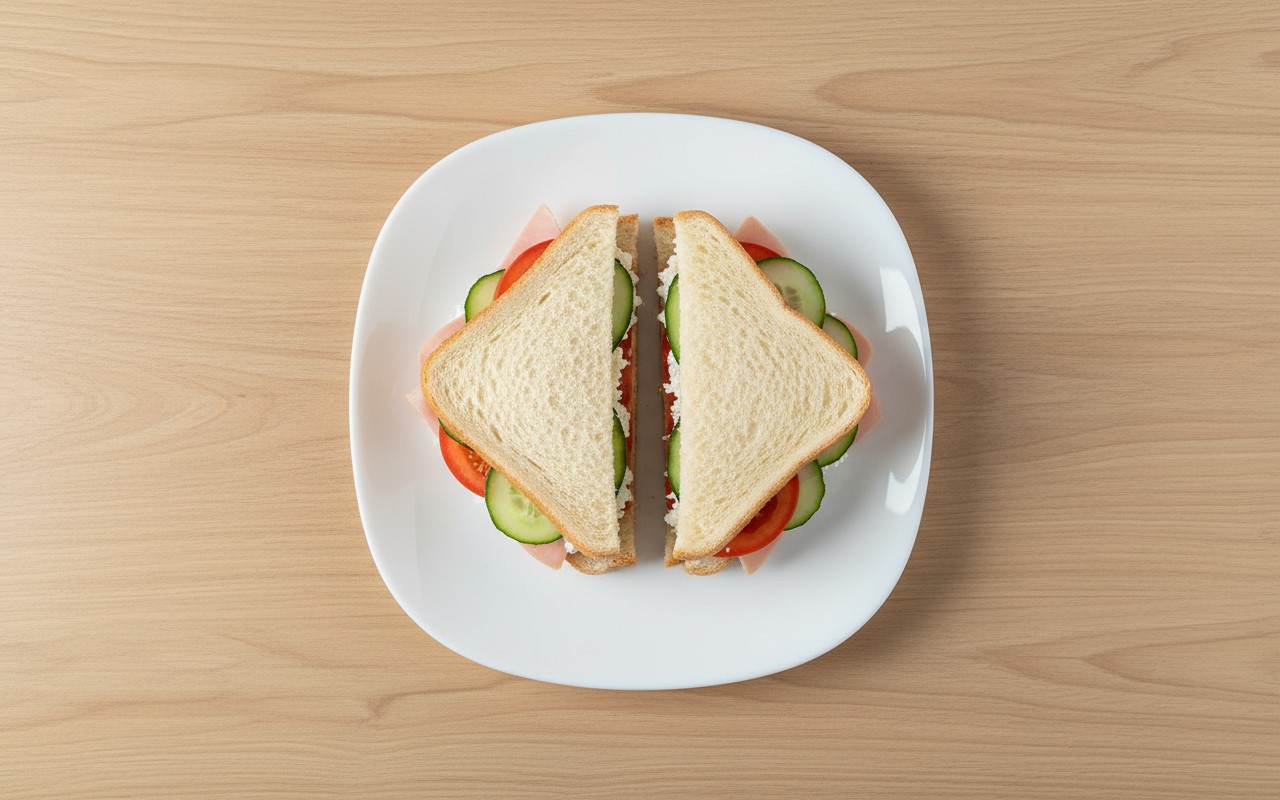 Sándwich de Queso, Jamón, Tomate y Pepino