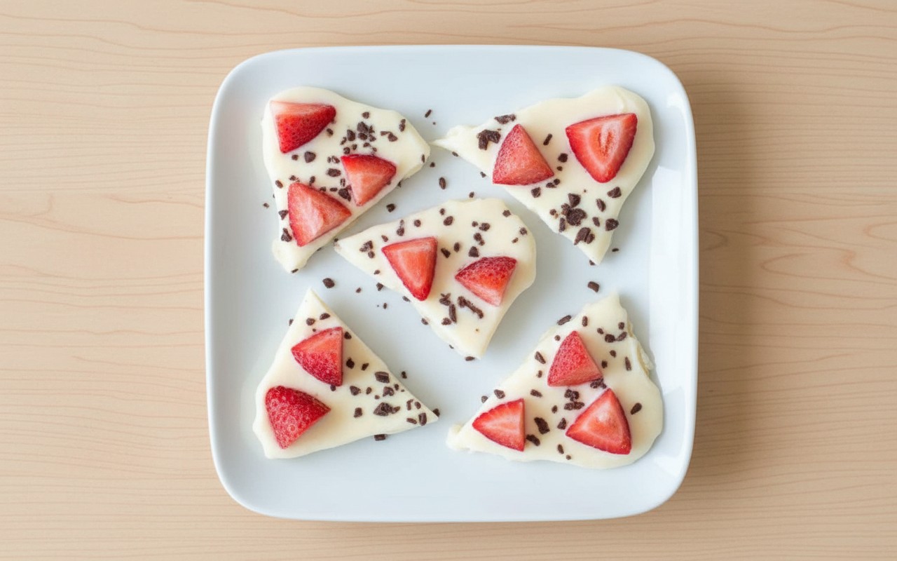 Barras Congeladas de Yogurt con Fresas y Chocolate