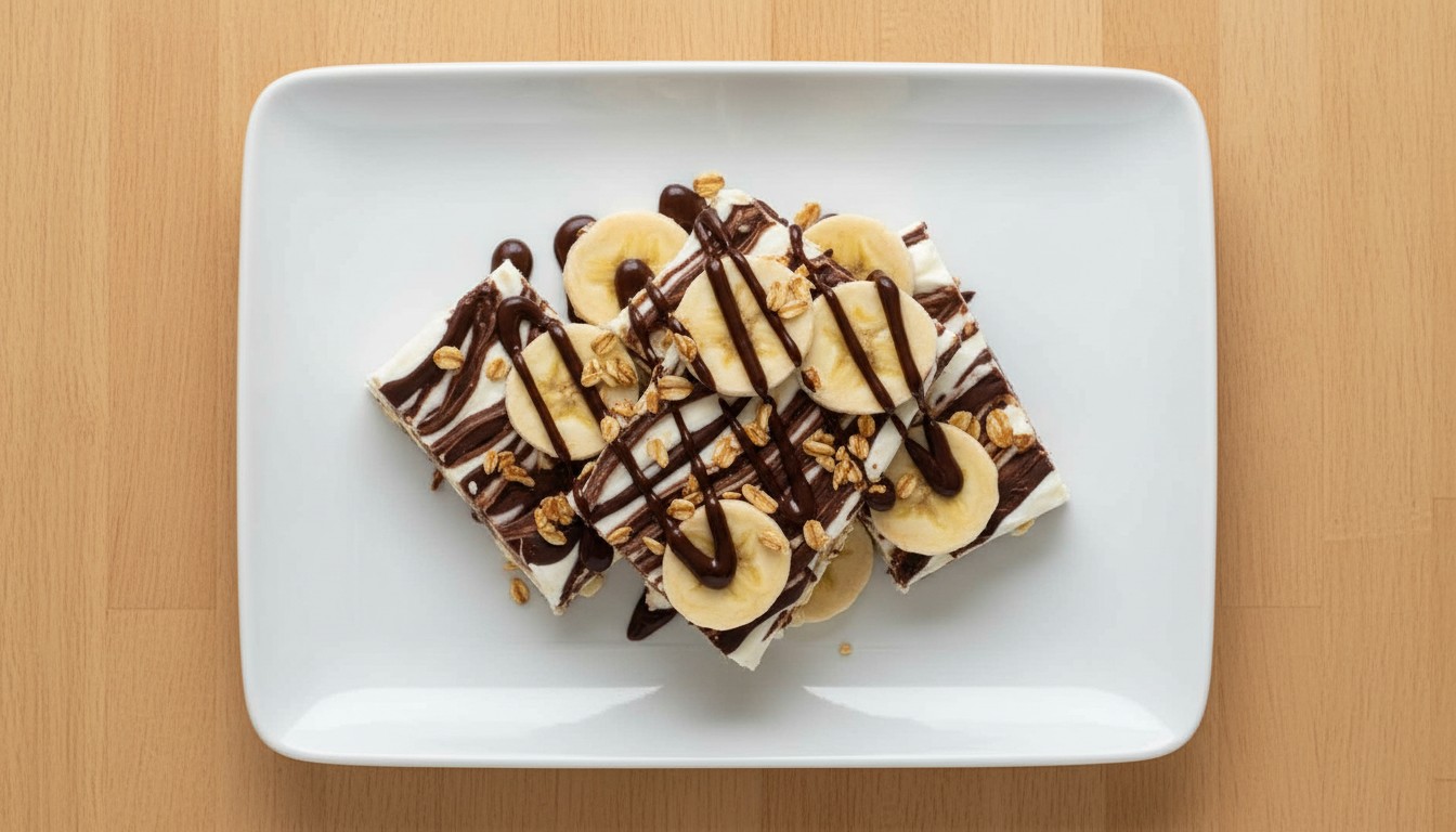 Barras Congeladas de Yogurt con Plátano, Chocolate y Avena