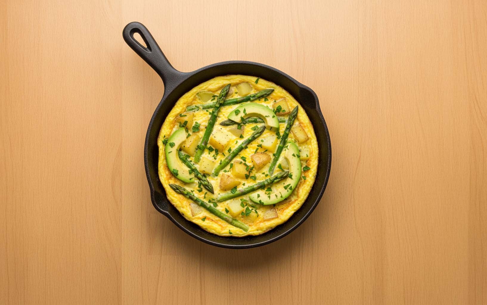 Tortilla de Espárragos con Papas y Palta