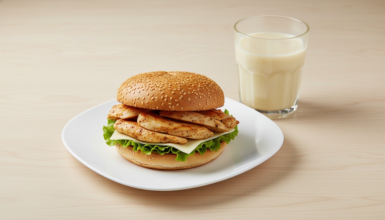 Jugo de Plátano y Sándwich con Pollo
