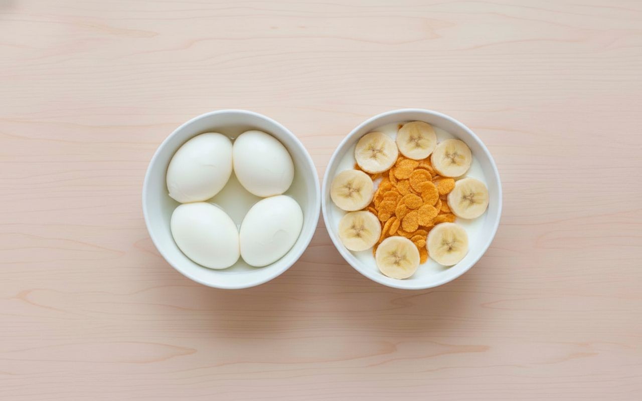 Claras y Yogurt con Plátano y Cereal