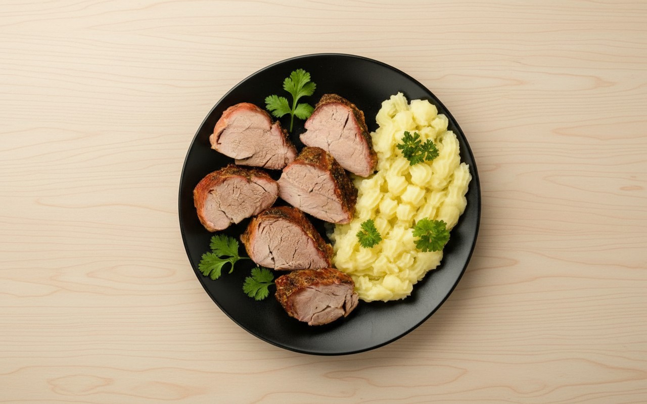 Asian Roast Pork with Mashed Potatoes
