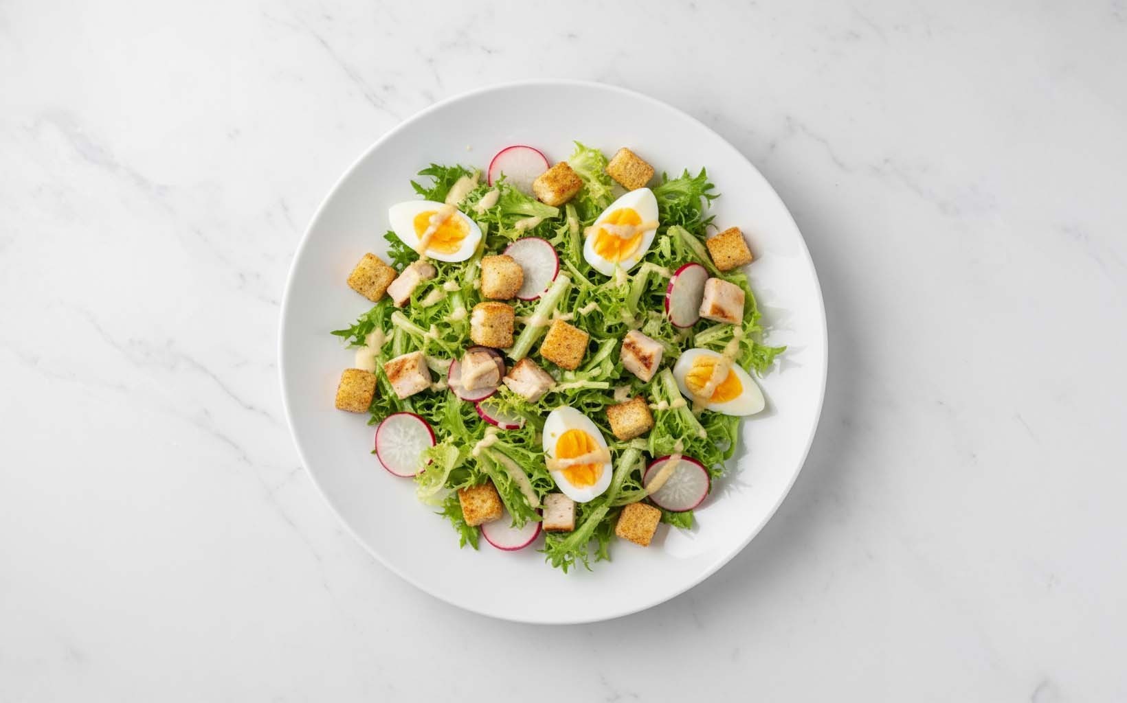 Caesar Salad with Egg and Radish