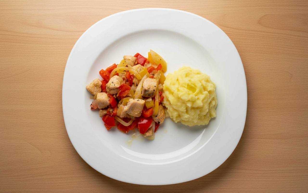 Fish Stir-Fry with Mashed Potatoes