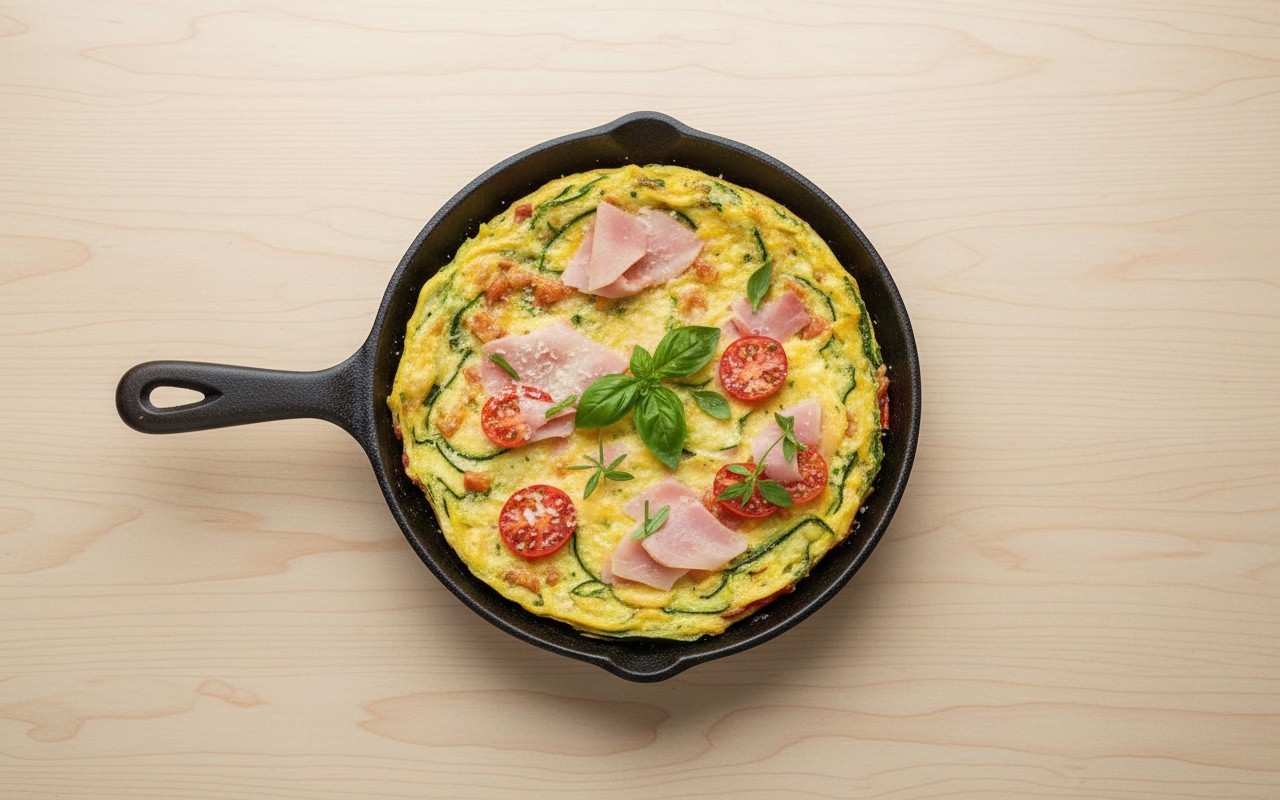 Zucchini, Tomato and Ham Omelet