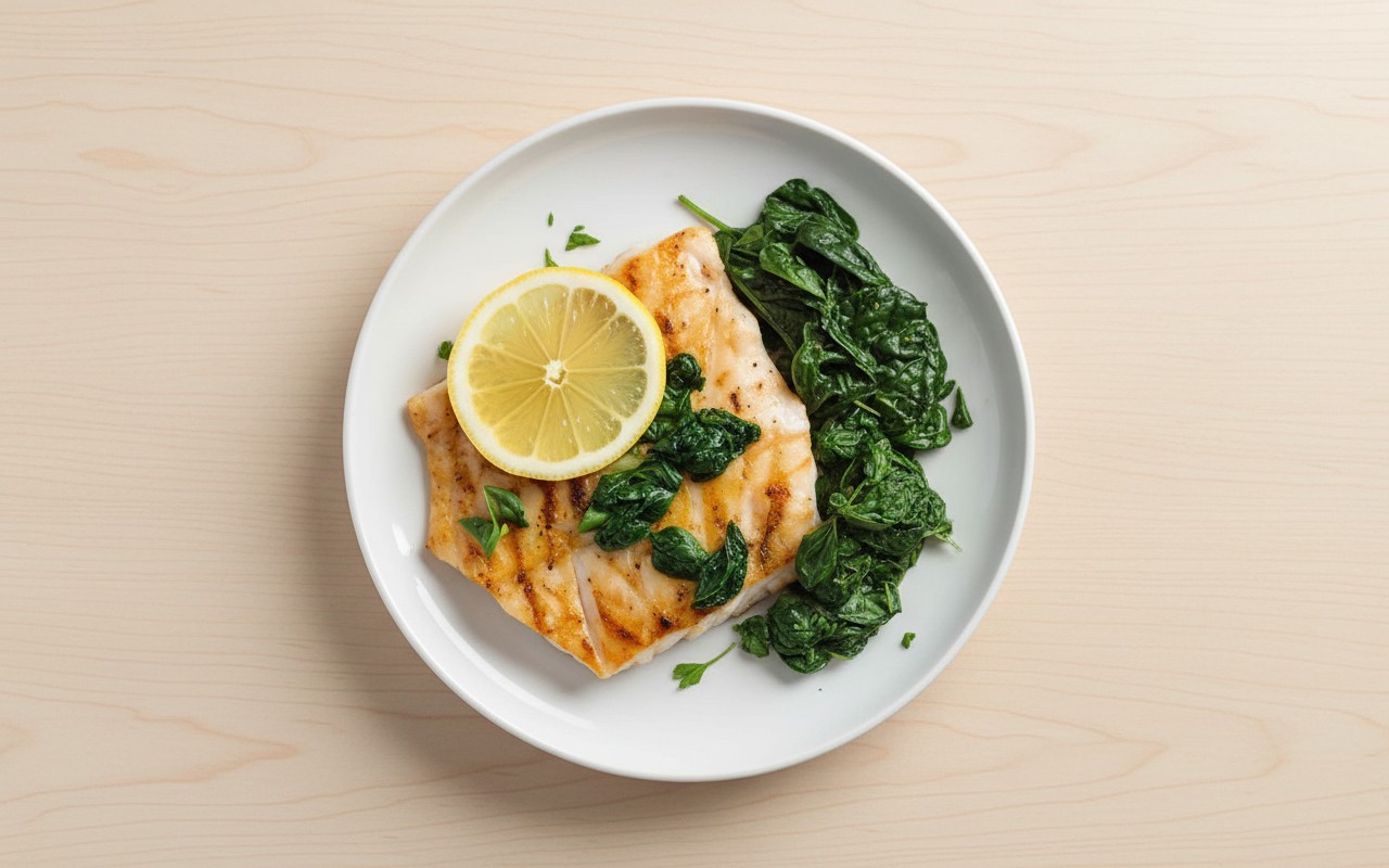 Lemon Fish with Spinach Stew