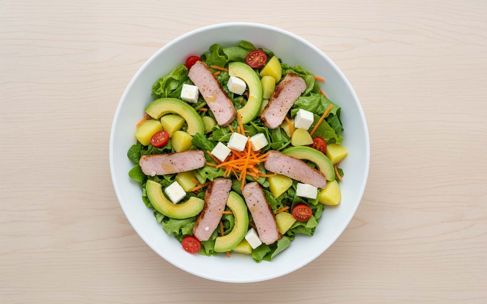 Pork, Potato, Avocado and Cheese Salad