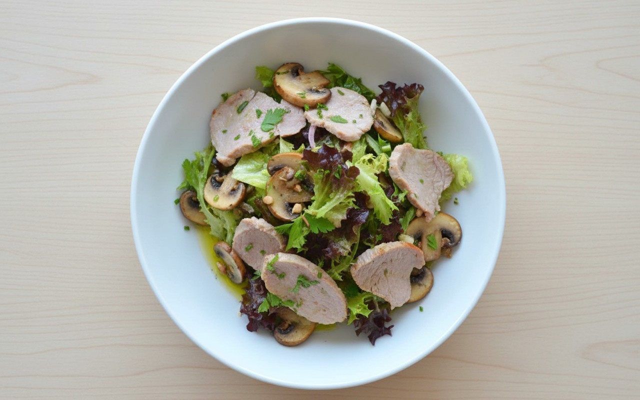 Pork and Sautéed Mushroom Salad