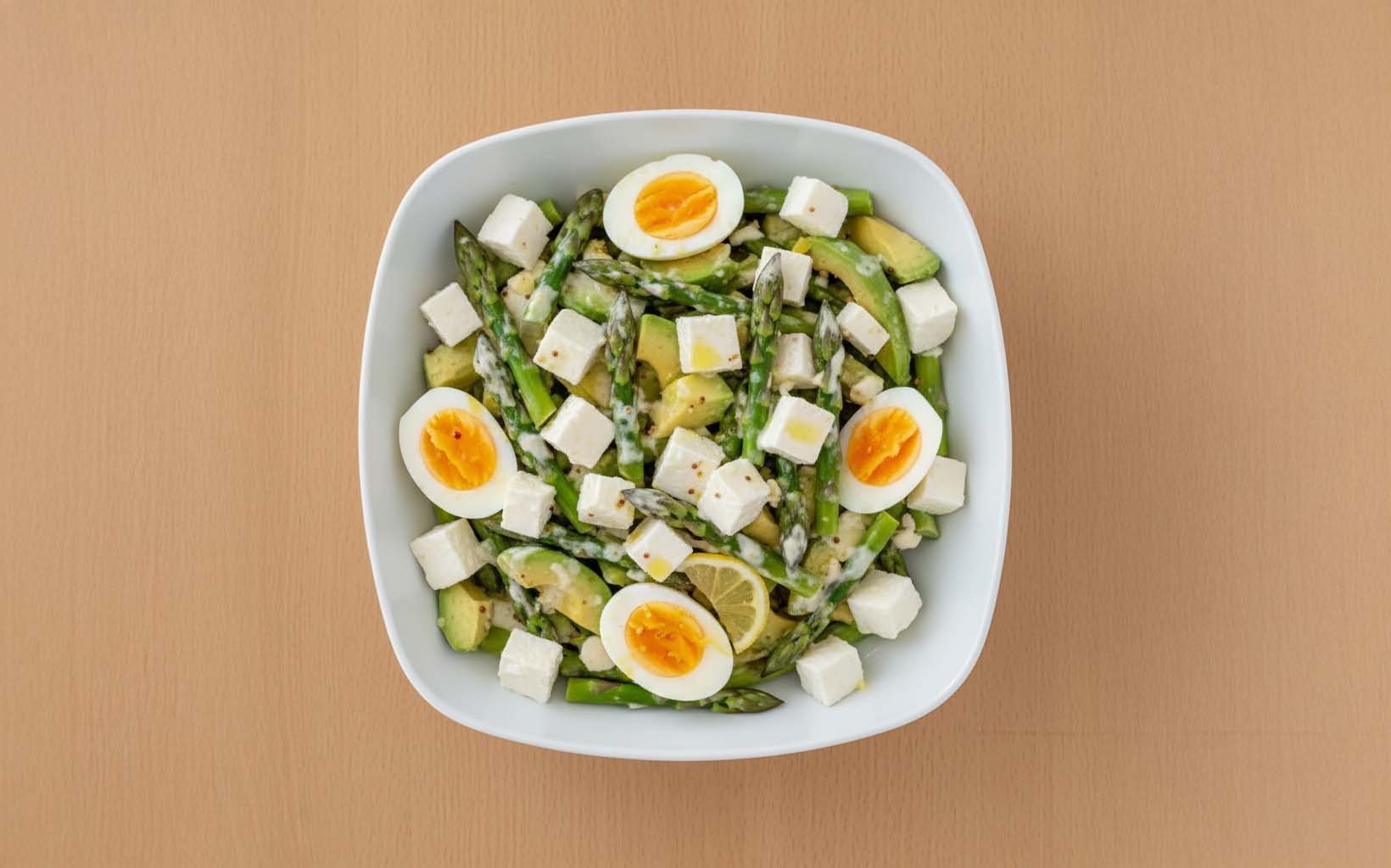 Egg, Asparagus and Cheese Salad with Yogurt Dressing