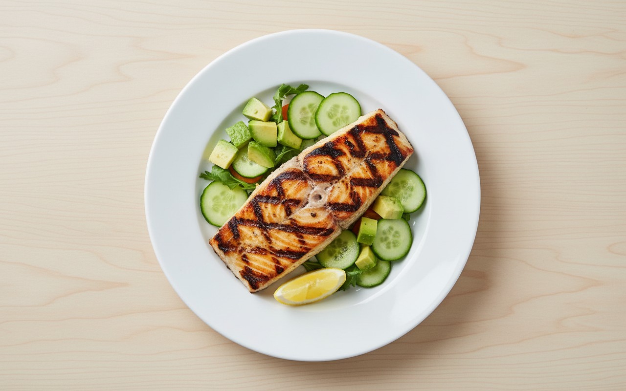 Grilled Fish with Cucumber Salad