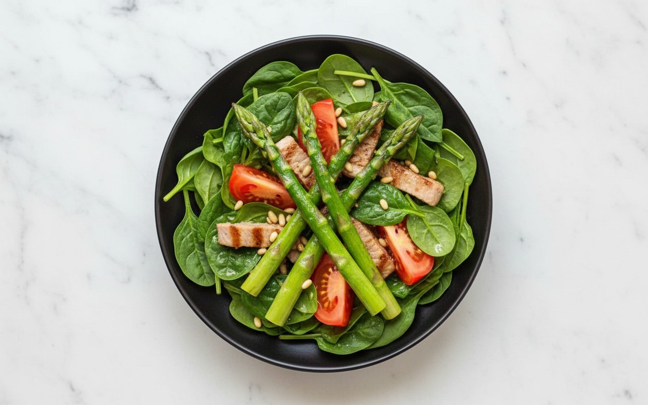Asparagus Salad with Spinach and Pork