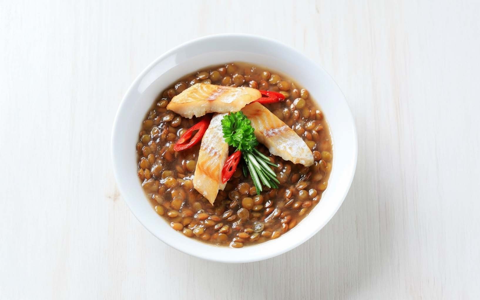 Lentils with Fried Fish
