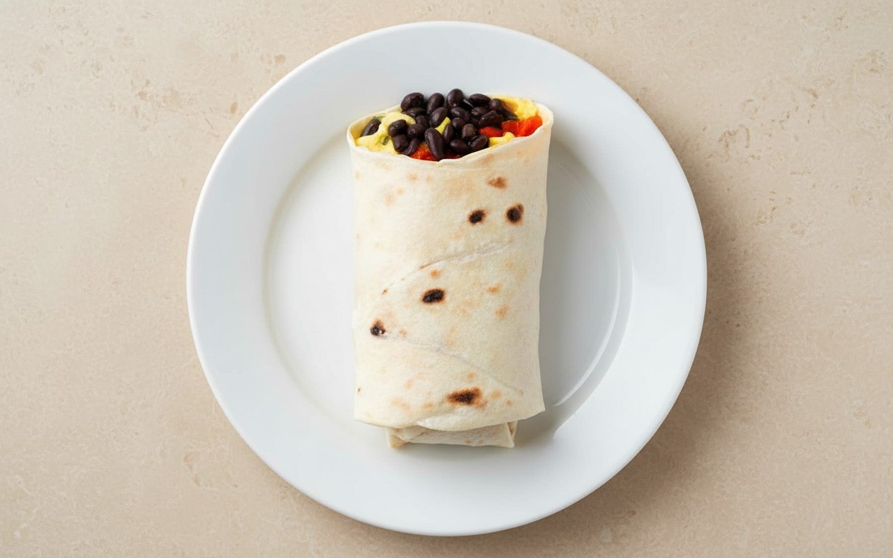 Scrambled Eggs and Beans Wrap