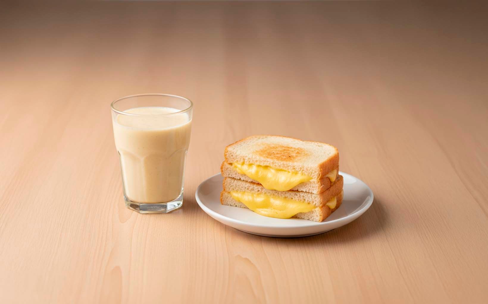 Batido Proteico de Plátano con Sándwich de Queso Amarillo