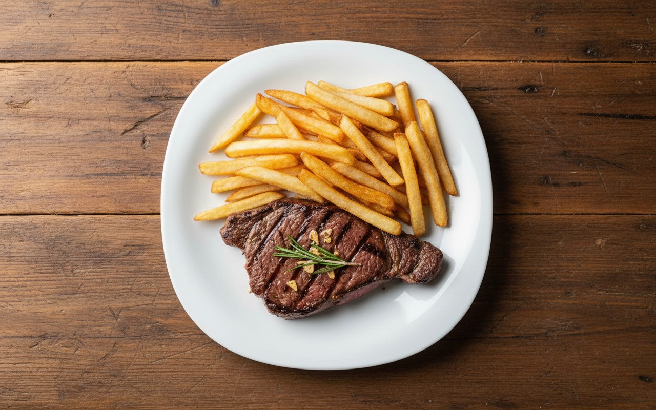 Bistec con Papas Fritas
