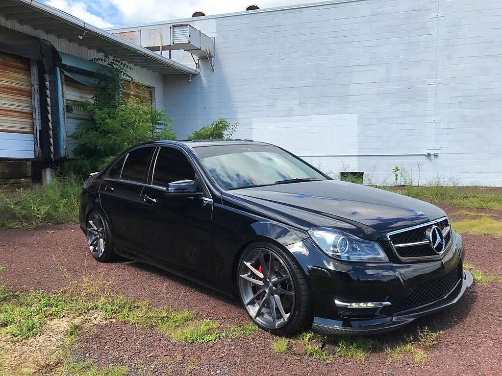 2014 Mercedes-Benz C300 fitted with Stance SC-1 Brushed Titanium 19x8.5 45mm wheels