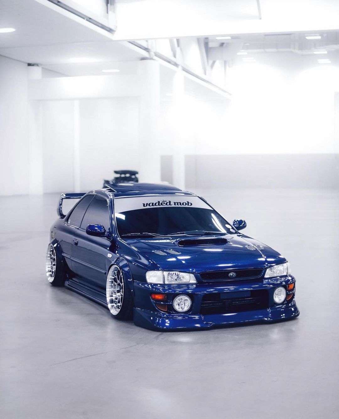 2000 Subaru Impreza fitted with WORK Emotion D9R 18x9.5 35mm wheels