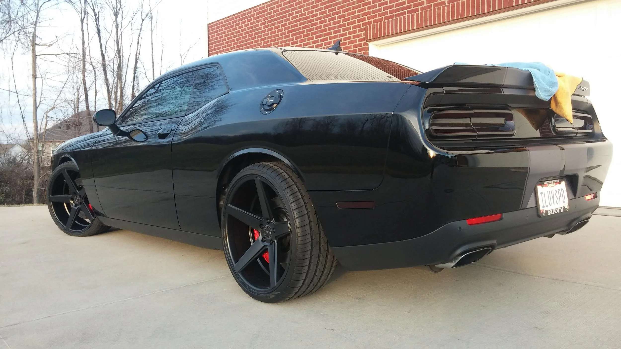 2015 Dodge Challenger · KMC Wheels KMC KM685 District Concave Matte Black Wheels · 22x9 front / 22x10.5 rear