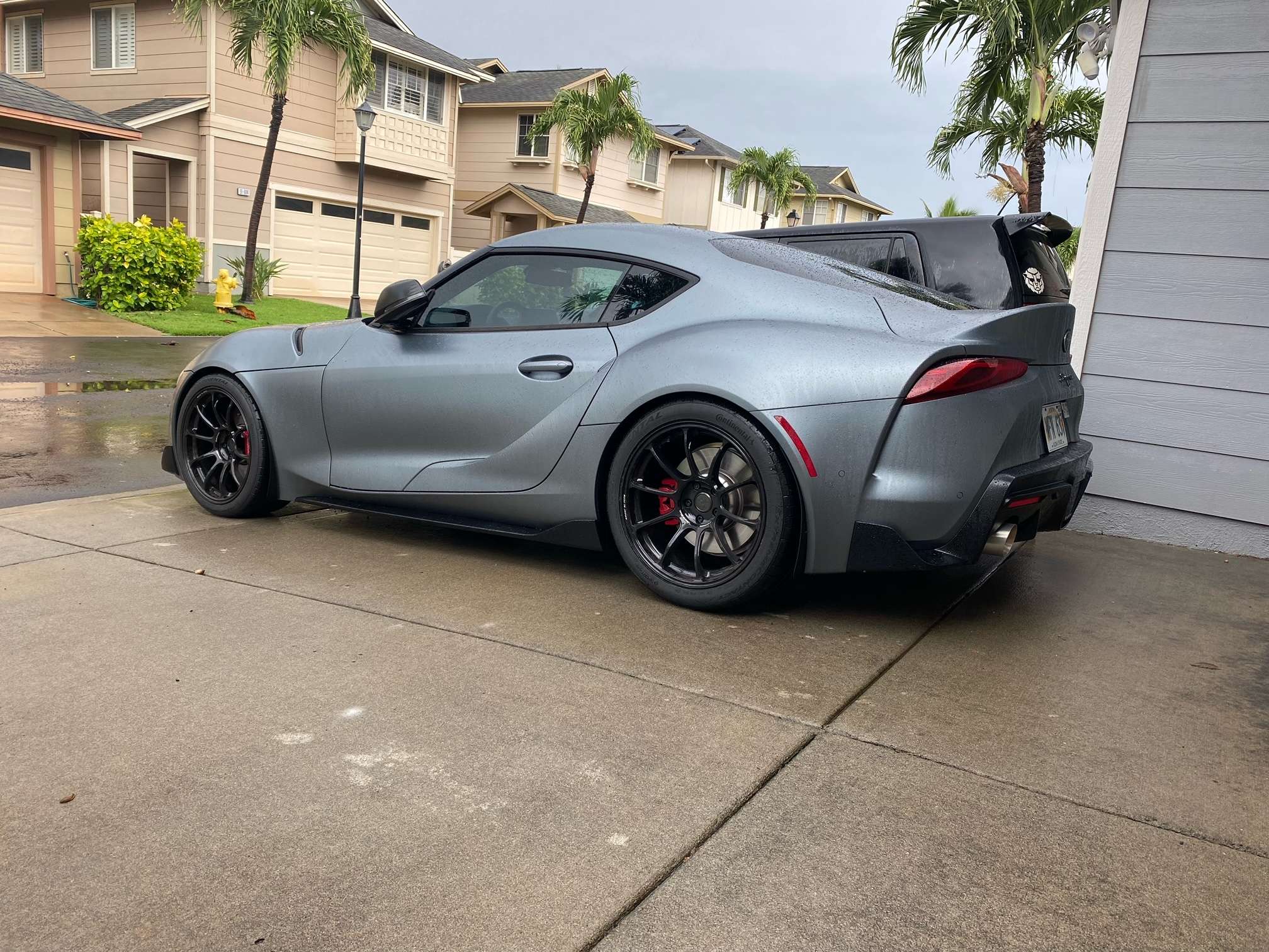 2020 Toyota GR Supra fitted with Volk ZE40 Gloss Black w/ Diamond Dark center caps 19x9.5 22mm wheels