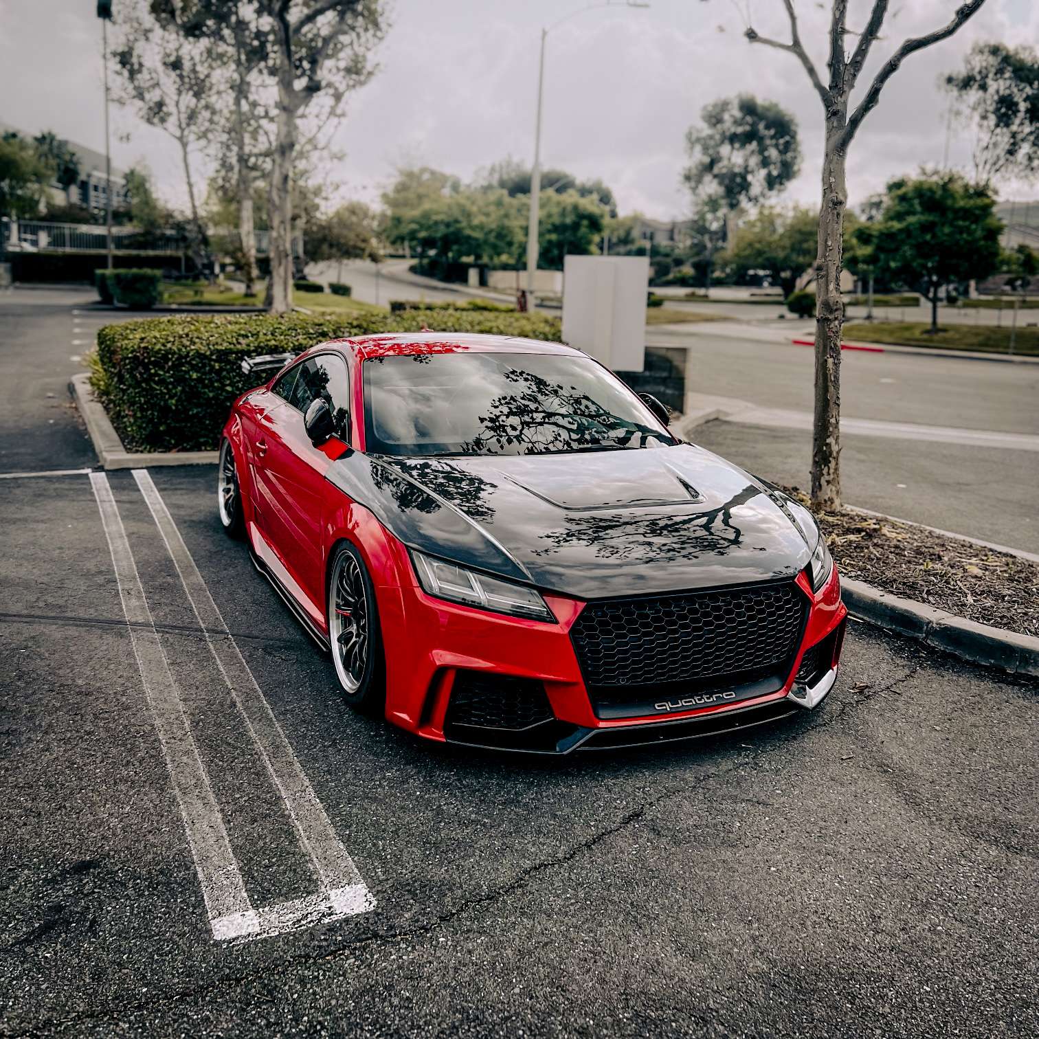 Red and black 2016 Audi TTS on Work Emotion ZR10 wheels