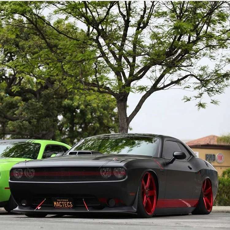 2013 Dodge Challenger fitted with Vossen CV3 Jolli Red (Poweder Coated Candy Red) 20x9 20mm wheels