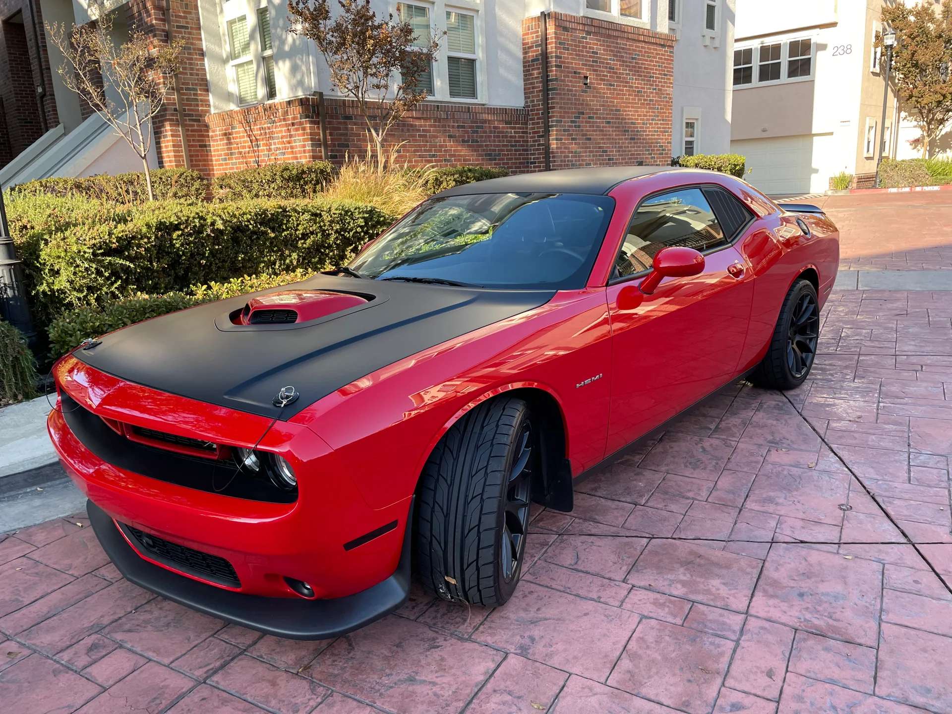 2015 Dodge Challenger fitted with Florida Speed Wheels Matte Black Hellcat Replicas 20x9.5 15mm wheels