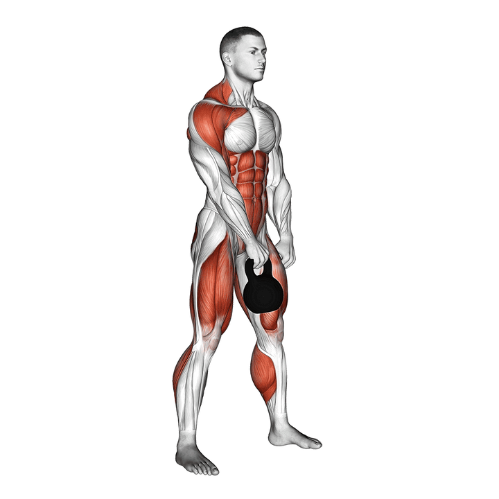 Demonstration of the kettlebell hang clean