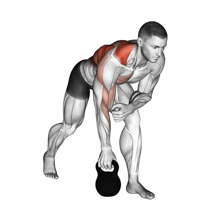 Demonstration of the kettlebell one arm row