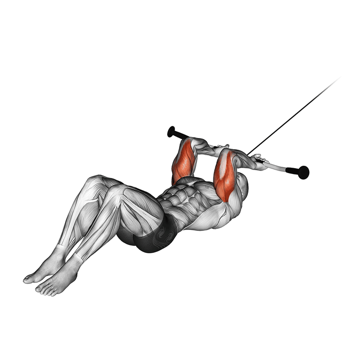 Demonstration of the cable lying triceps extension