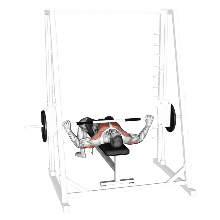 Demonstration of the smith wide grip bench press