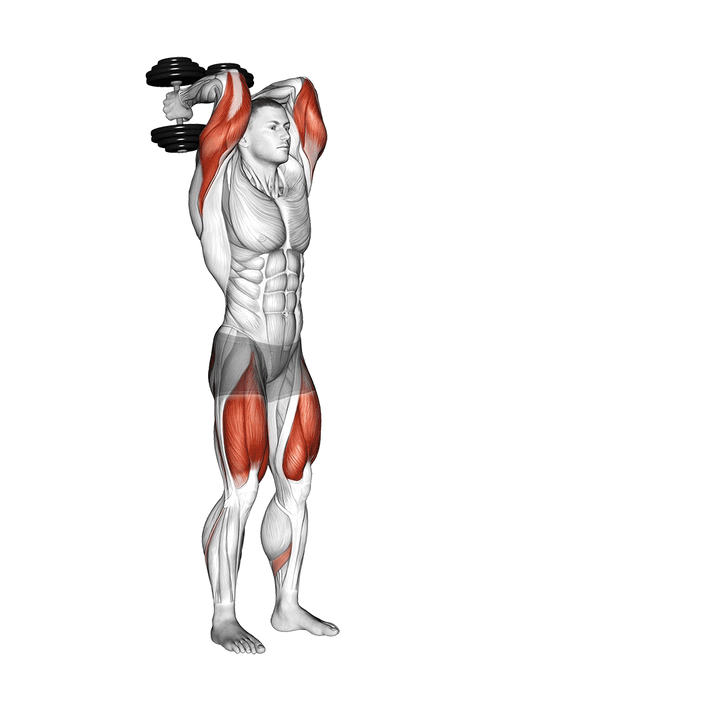 Demonstration of the dumbbell forward lunge triceps extension