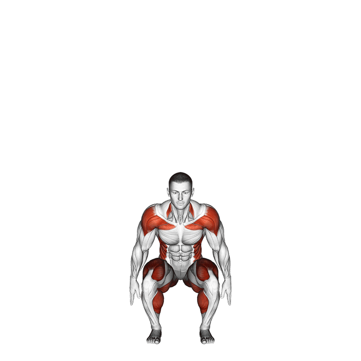 Demonstration of the wide squat to overhead reach with twist