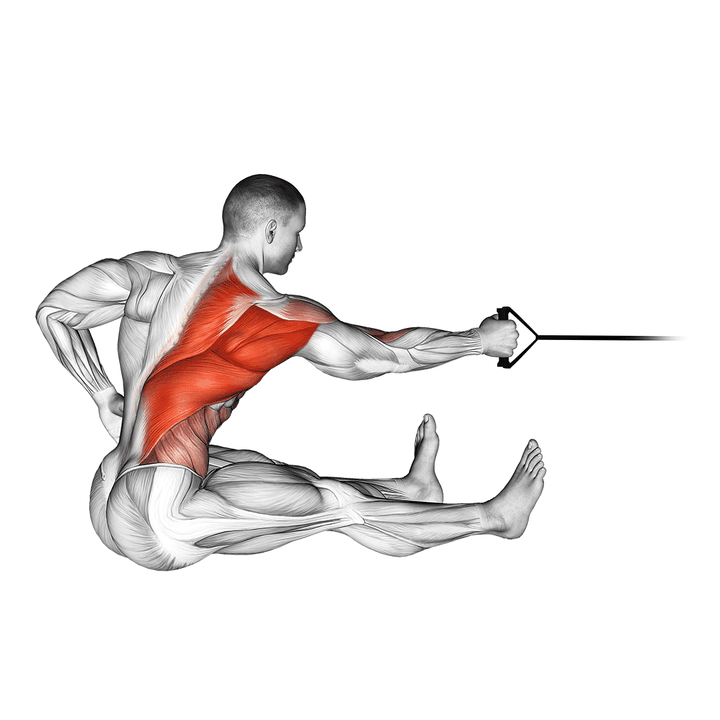 Demonstration of the band one arm twisting seated row
