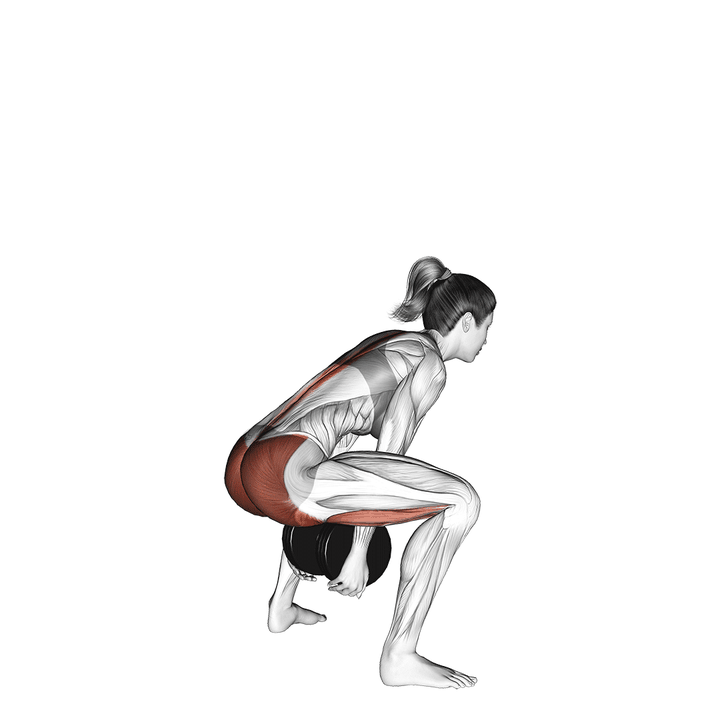 Demonstration of the dumbbell sumo pull through