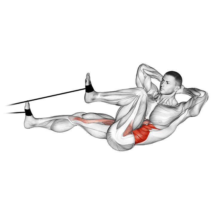 Demonstration of the band bicycle crunch
