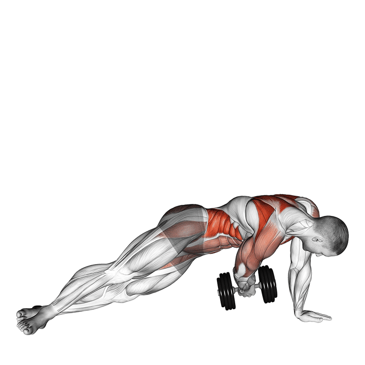 Demonstration of the dumbbell side plank with rear fly