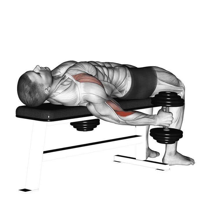 Demonstration of the dumbbell lying supine curl
