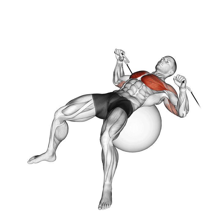 Demonstration of the cable press on exercise ball