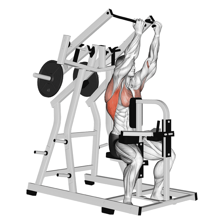 Demonstration of the lever reverse grip lateral pulldown